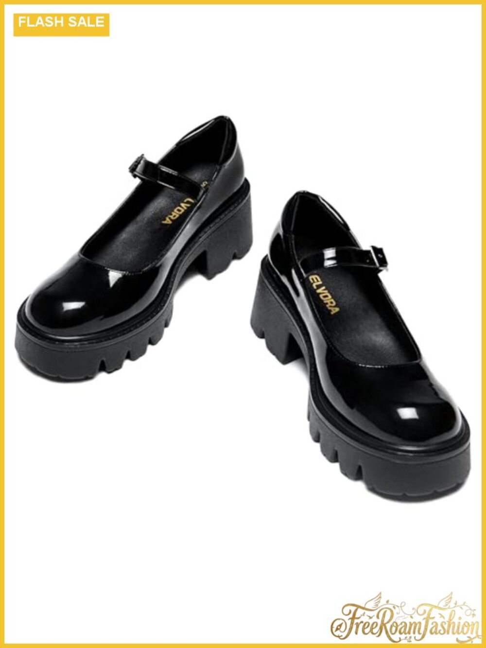 Platform Mary Jane Shoes Chunky Round Toe Dress Pumps with Buckle